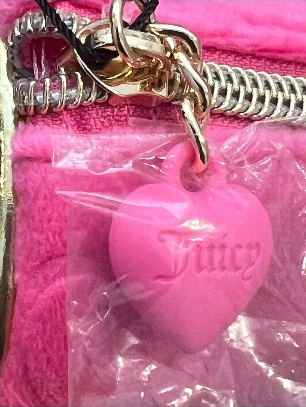 Juicy Couture hot pink velour barrel cosmetic bag